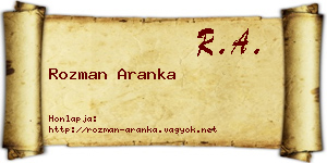 Rozman Aranka névjegykártya